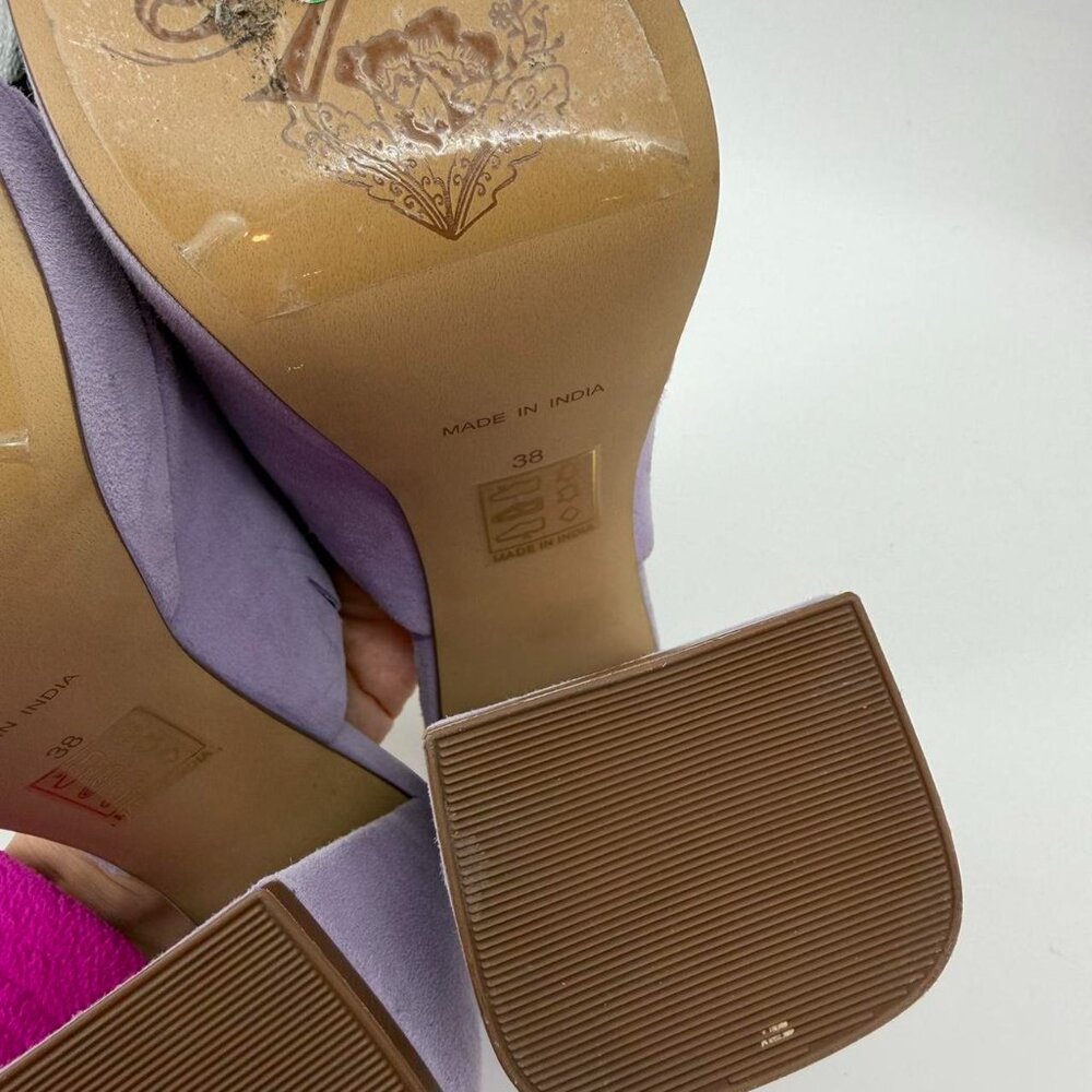 FREE PEOPLE Suede Platform Margo Mule African Violet Periwinkle Purple Size 7.5 - Picture 4 of 4